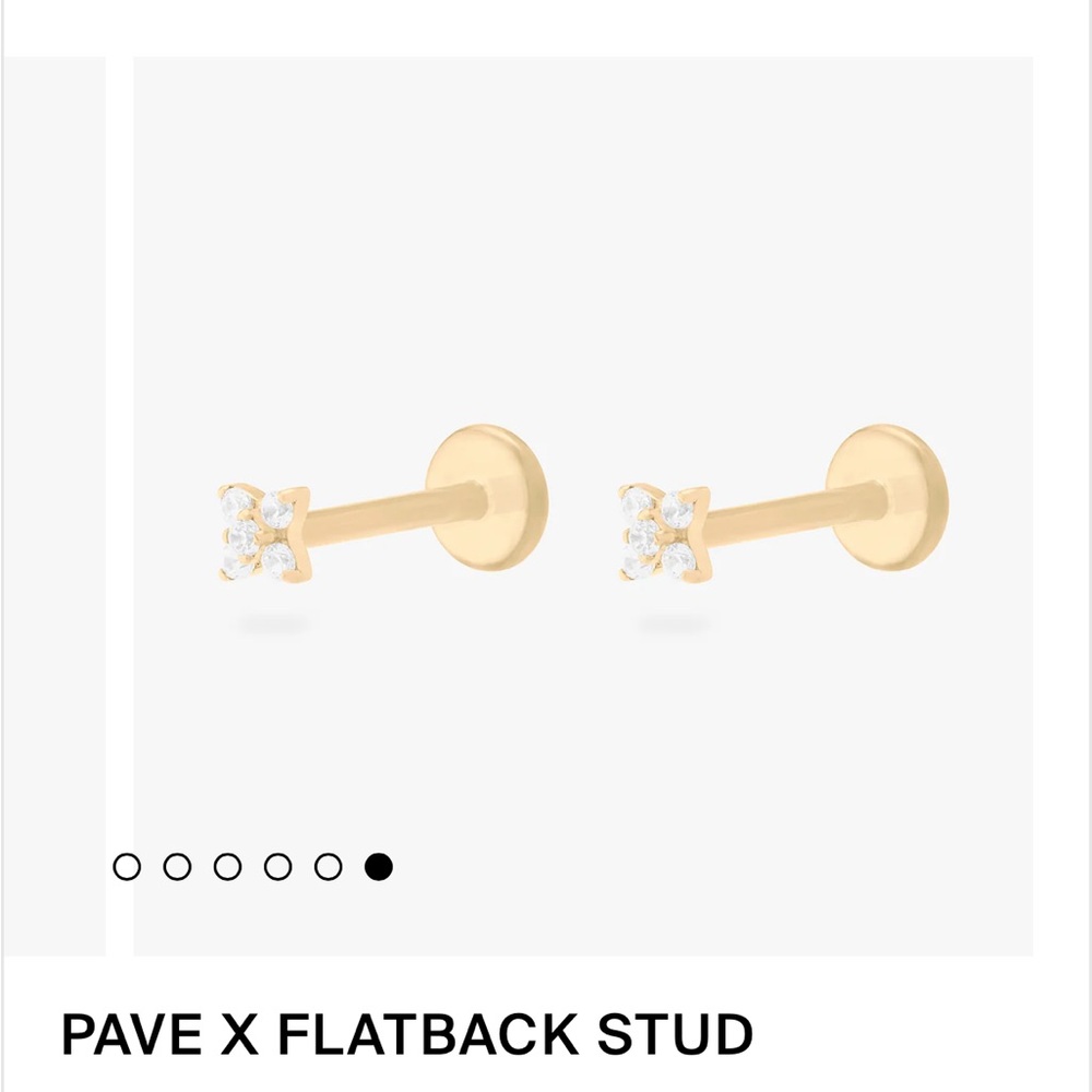 Gold Pave X Flatback Stud Earrings